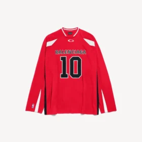 Miesten Balenciaga | NBA-yhteistyömalli, oversized-mitoitettu pitkähihainen T-paita, väri: punainen/monivärinen Miesten Balenciaga | NBA-yhteistyömalli, oversized-mitoitettu pitkähihainen T-paita, väri: punainen/monivärinen