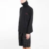 Miesten Balenciaga-paita, brodeerattu logo, puolivetoketju, korkea kaulus, musta 486144TWK521000