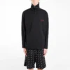 Miesten Balenciaga-paita, brodeerattu logo, puolivetoketju, korkea kaulus, musta 486144TWK521000