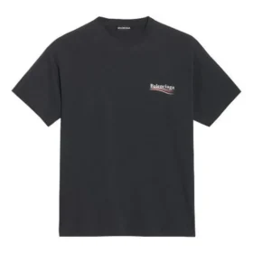 Miesten Balenciaga-paita, painettu versio, lyhythihainen, musta 570803TAV441000 Miesten Balenciaga-paita, painettu versio, lyhythihainen, musta 570803TAV441000
