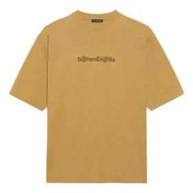 Miesten Balenciaga-paita, pyöreä kaulus, aakkoskuvio, lyhythihainen, khaki 620969TIV509605 Miesten Balenciaga-paita, pyöreä kaulus, aakkoskuvio, lyhythihainen, khaki 620969TIV509605