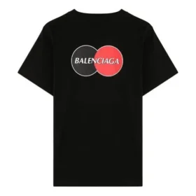 Miesten Balenciaga -paita, rinnassa logopainatus, pyöreä kaulus, lyhythihainen, musta 620967TIV791000 Miesten Balenciaga -paita, rinnassa logopainatus, pyöreä kaulus, lyhythihainen, musta 620967TIV791000