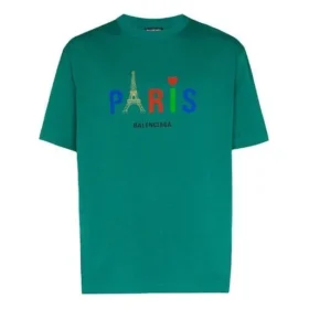 Miesten Balenciaga Paris Love Regular -T-paita, painatus, lyhythihainen, vihreä 594579TGV433640 Miesten Balenciaga Paris Love Regular -T-paita, painatus, lyhythihainen, vihreä 594579TGV433640