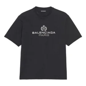 Miesten Balenciaga Retro Knit BB Paris -painatus, lyhythihainen versio, musta 594579TGV601000 Miesten Balenciaga Retro Knit BB Paris -painatus, lyhythihainen versio, musta 594579TGV601000