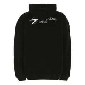 Miesten Balenciaga SS21 puuvillainen, iso huppari, pitkähihainen, musta 620973TKV871070 Miesten Balenciaga SS21 puuvillainen, iso huppari, pitkähihainen, musta 620973TKV871070