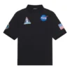Miesten Balenciaga x NASA Crossover FW21 -avaruuskuvioinen yksivärinen puuvillapikeepaida, musta 662493TKVG11070
