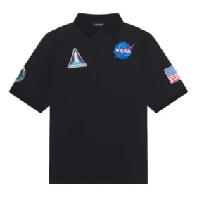 Miesten Balenciaga x NASA Crossover FW21 -avaruuskuvioinen yksivärinen puuvillapikeepaida, musta 662493TKVG11070 Miesten Balenciaga x NASA Crossover FW21 -avaruuskuvioinen yksivärinen puuvillapikeepaida, musta 662493TKVG11070
