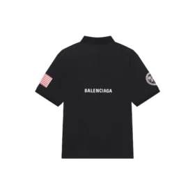 Miesten Balenciaga x NASA Crossover FW21 -avaruuskuvioinen yksivärinen puuvillapikeepaida, musta 662493TKVG11070 Miesten Balenciaga x NASA Crossover FW21 -avaruuskuvioinen yksivärinen puuvillapikeepaida, musta 662493TKVG11070