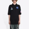 Miesten Balenciaga x NASA Crossover FW21 -avaruuskuvioinen yksivärinen puuvillapikeepaida, musta 662493TKVG11070