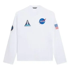 Miesten Balenciaga x NASA Crossover Space Printing -pitkähihainen pyöreäkaulainen paita, valkoinen 662496TKVD79040 Miesten Balenciaga x NASA Crossover Space Printing -pitkähihainen pyöreäkaulainen paita, valkoinen 662496TKVD79040