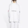 Miesten Balenciaga x NASA Crossover Space Printing -pitkähihainen pyöreäkaulainen paita, valkoinen 662496TKVD79040