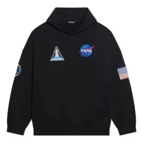 Miesten Balenciaga x NASA FW21 Crossover Logo Cotton Classic -huppari, väljä, pitkähihainen, musta 651799TKVD81070 Miesten Balenciaga x NASA FW21 Crossover Logo Cotton Classic -huppari, väljä, pitkähihainen, musta 651799TKVD81070