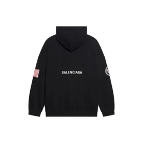 Miesten Balenciaga x NASA FW21 Crossover Logo Cotton Classic -huppari, väljä, pitkähihainen, musta 651799TKVD81070 Miesten Balenciaga x NASA FW21 Crossover Logo Cotton Classic -huppari, väljä, pitkähihainen, musta 651799TKVD81070