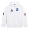 Miesten Balenciaga x NASA FW21 Crossover Logo -puuvillainen klassinen huppari, väljä, pitkähihainen, valkoinen 651799TKVD89040