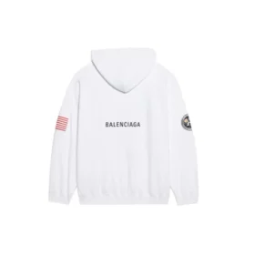 Miesten Balenciaga x NASA FW21 Crossover Logo -puuvillainen klassinen huppari, väljä, pitkähihainen, valkoinen 651799TKVD89040 Miesten Balenciaga x NASA FW21 Crossover Logo -puuvillainen klassinen huppari, väljä, pitkähihainen, valkoinen 651799TKVD89040