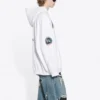 Miesten Balenciaga x NASA FW21 Crossover Logo -puuvillainen klassinen huppari, väljä, pitkähihainen, valkoinen 651799TKVD89040