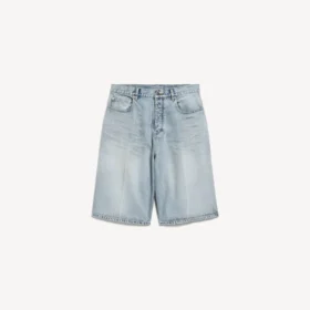 Miesten Denim-shortsit, stay press -mallia, vaaleansininen