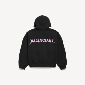 Miesten DIY Balenciaga Back -huppari, vakiomallinen, vetoketjullinen, musta