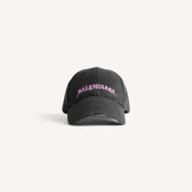 Miesten DIY Balenciaga -takakorkkinen lippalakki, musta