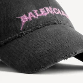 Miesten DIY Balenciaga -takakorkkinen lippalakki, musta