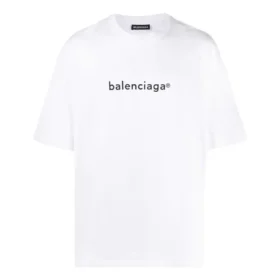 Miesten mukava, lyhythihainen valkoinen Balenciaga-logopaita 612966TIV549040 Miesten mukava, lyhythihainen valkoinen Balenciaga-logopaita 612966TIV549040