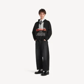 Miesten musta The Door -oversize-huppari vetoketjulla