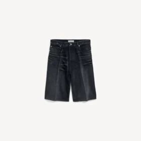 Miesten mustat denim-shortsit, jotka eivät rypisty