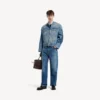 Miesten tiukka denim-moottoripyöräilijän takki, tummansininen Miesten tiukka denim-moottoripyöräilijän takki, tummansininen
