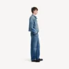 Miesten tiukka denim-moottoripyöräilijän takki, tummansininen Miesten tiukka denim-moottoripyöräilijän takki, tummansininen