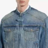 Miesten tiukka denim-moottoripyöräilijän takki, tummansininen Miesten tiukka denim-moottoripyöräilijän takki, tummansininen