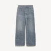Miesten tummansiniset denim-ompeleiset löysät farkut Miesten tummansiniset denim-ompeleiset löysät farkut