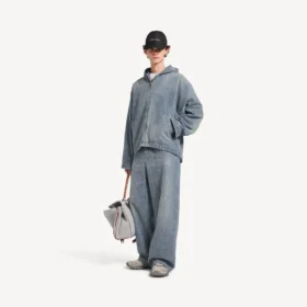 Miesten tummansiniset denim-ompeleiset löysät farkut