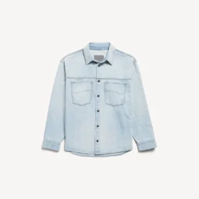 Miesten vaaleansininen Denim-pitkähihainen paita