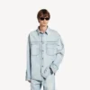 Miesten vaaleansininen Denim-pitkähihainen paita Miesten vaaleansininen Denim-pitkähihainen paita