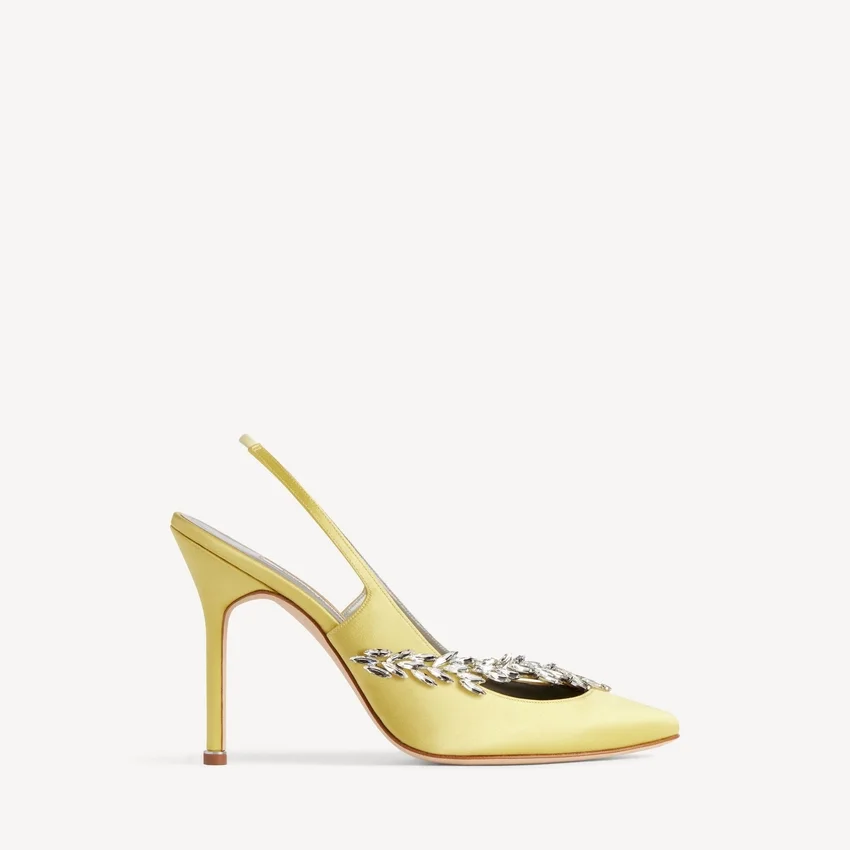 Naisten Balenciaga | Manolo Blahnik -slingback-kengät, limenväriset Naisten Balenciaga | Manolo Blahnik -slingback-kengät, limenväriset