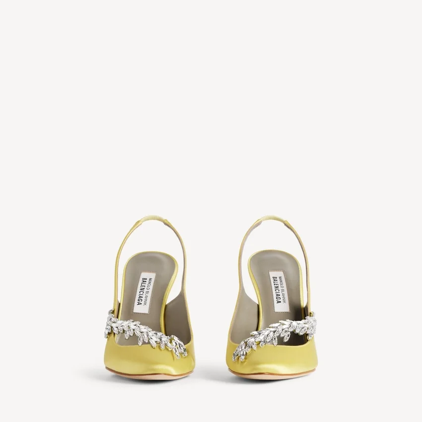 Naisten Balenciaga | Manolo Blahnik -slingback-kengät, limenväriset Naisten Balenciaga | Manolo Blahnik -slingback-kengät, limenväriset