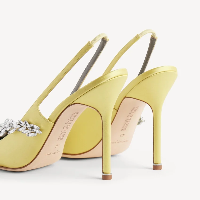 Naisten Balenciaga | Manolo Blahnik -slingback-kengät, limenväriset Naisten Balenciaga | Manolo Blahnik -slingback-kengät, limenväriset