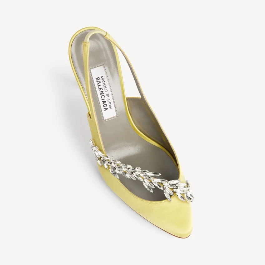 Naisten Balenciaga | Manolo Blahnik -slingback-kengät, limenväriset Naisten Balenciaga | Manolo Blahnik -slingback-kengät, limenväriset