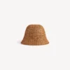 Naisten beige raffia-bucket-hattu