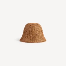 Naisten beige raffia-bucket-hattu