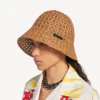 Naisten beige raffia-bucket-hattu