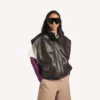 Naisten hihaton blouson, väri mokka Naisten hihaton blouson, väri mokka