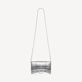 Naisten hopeinen ketjullinen Hourglass-mallinen lompakko