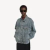 Naisten Kick-denim-takki likaisessa vintage-sinisessä Naisten Kick-denim-takki likaisessa vintage-sinisessä