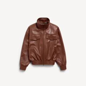 Naisten korkeakauluksinen blouson, kastanjanruskea