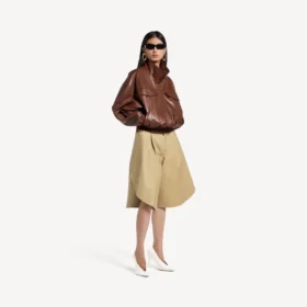 Naisten korkeakauluksinen blouson, kastanjanruskea