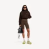 Naisten saumattomat Techwear-pyöräilyshortsit, väri moka Naisten saumattomat Techwear-pyöräilyshortsit, väri moka