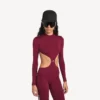 Naisten techwear-bodysuit, jossa on aukkoja, väri burgundy/aqua Naisten techwear-bodysuit, jossa on aukkoja, väri burgundy/aqua