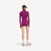 Naisten techwear-lyhythihainen bodysuit, violetti/oranssi Naisten techwear-lyhythihainen bodysuit, violetti/oranssi