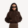 Naisten techwear-verryttelytakki, väri moka Naisten techwear-verryttelytakki, väri moka